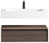 Alysa 36" Floating Bath Vanity, Acrylic Sink/Single Faucet Hole, Red Oak