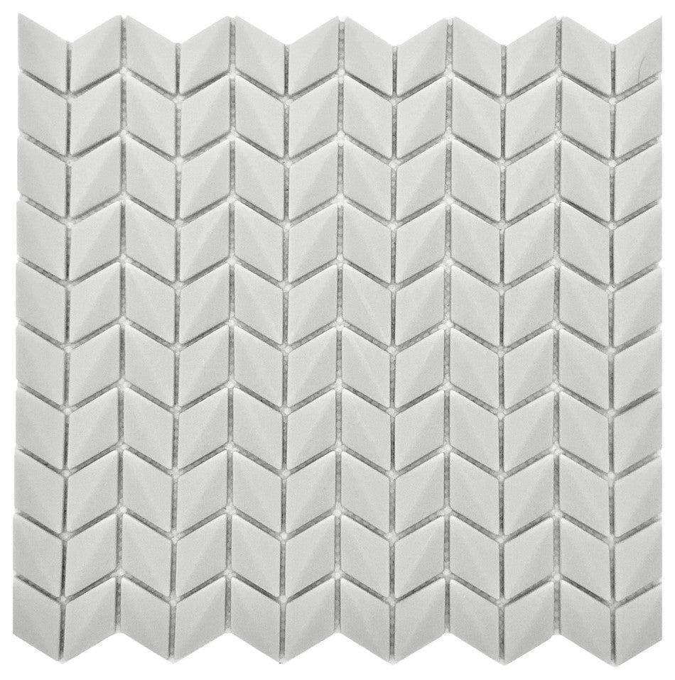11 1/2"x12" Chevron Recycled Glass Tile, Steel