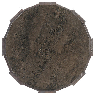 Everett Round Travertine End Table