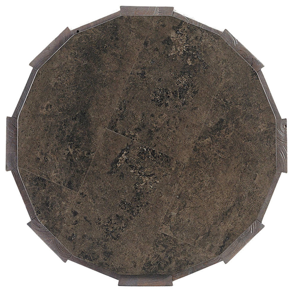 Everett Round Travertine End Table