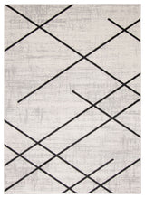 Aqua Damali Area Rug, Ivory/Black, 5'x7'