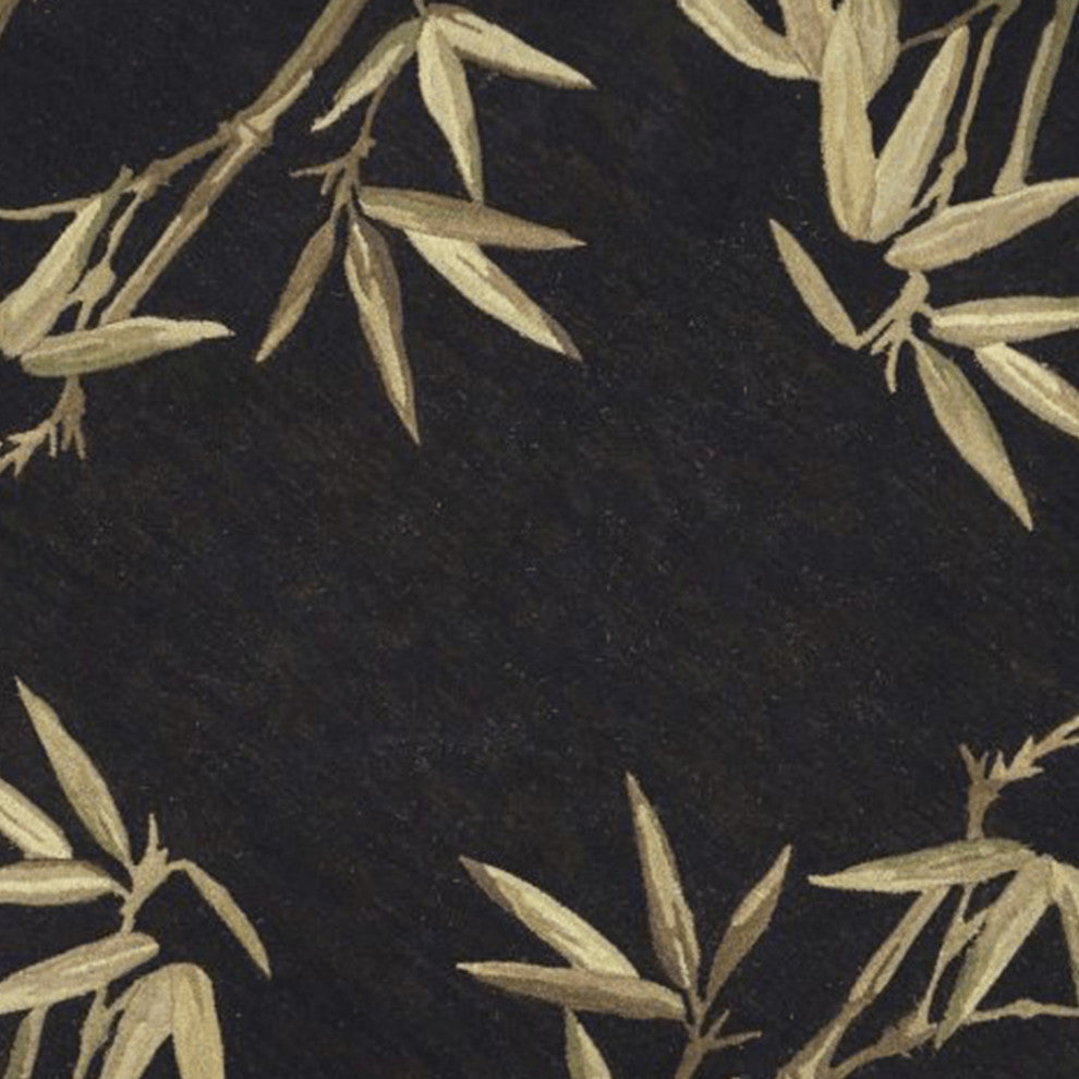 5' Round  Wool Black Area Rug