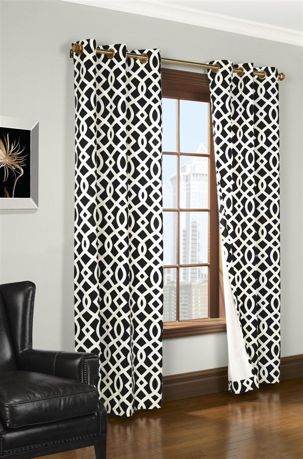 Pair of Thermal Insulated Grommet Top Curtains, Black, 80"w X 63"l