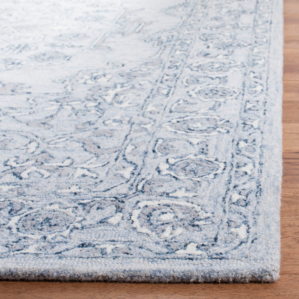 Safavieh Micro-Loop Collection MLP504 Rug, Light Blue/Ivory, 4' X 6'
