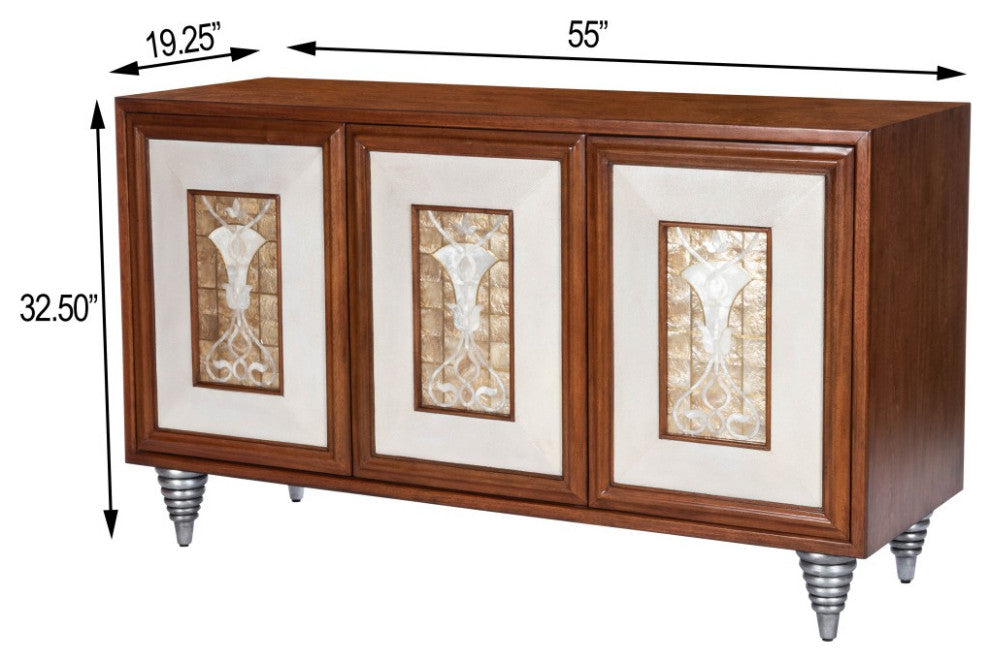 Shelly Leather and Capiz Shell Inlay Sideboard