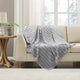 Madison Park Solid Stripe Plaited Brushed Long Fur Knitted Throw, Gray