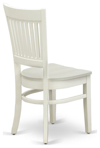 5Pc Dining Set 4 Chairs, Table, Slatted Chair Back Linen White Finish