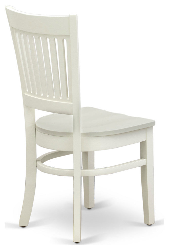 5Pc Dining Set 4 Chairs, Table, Slatted Chair Back Linen White Finish