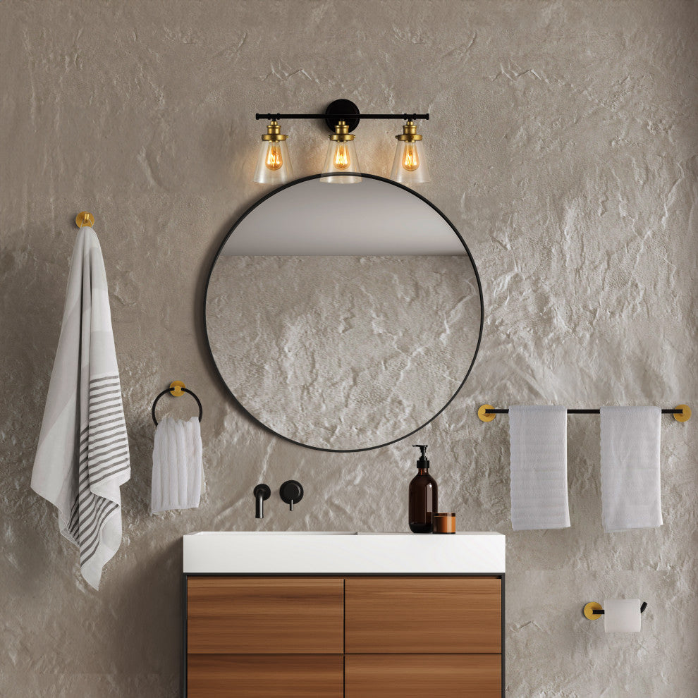 3-Light Traditional Vanity Light, Bathroom Hardware Accessory Set, 5-Piece