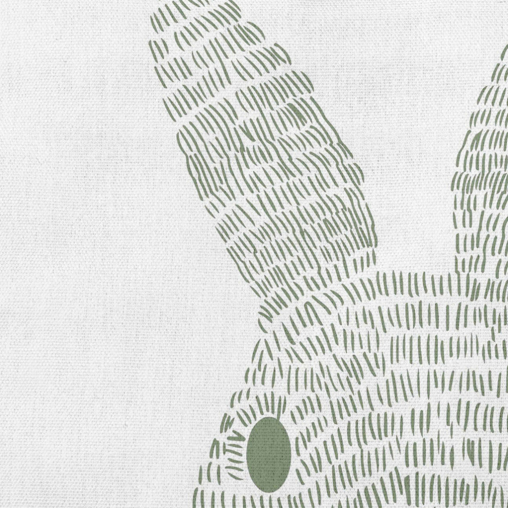 Monochrome Bunny Easter Decorative Lumbar Pillow, Laurel Tree Green, 14x20"