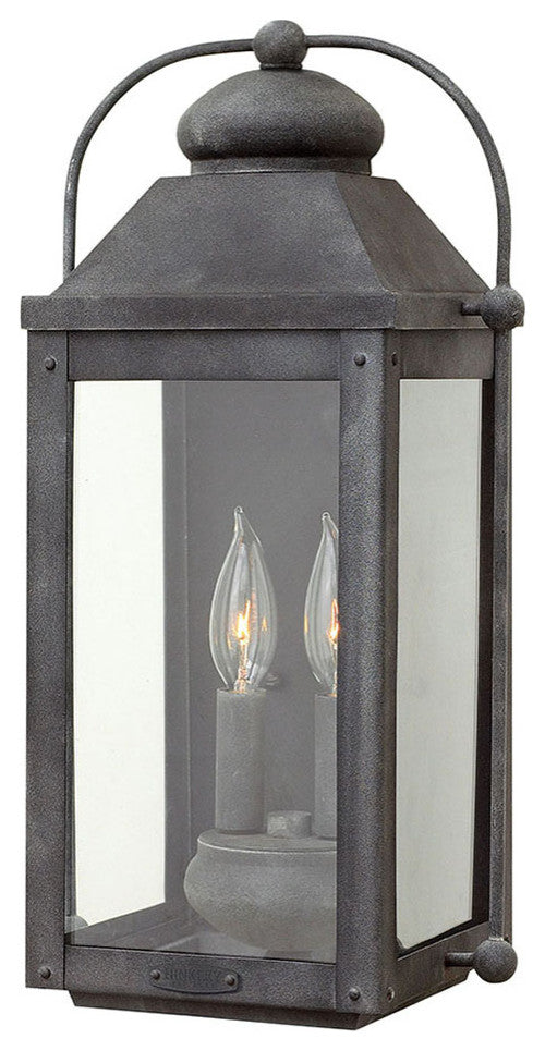 Hinkley Anchorage Medium Wall Mount Lantern, Aged Zinc