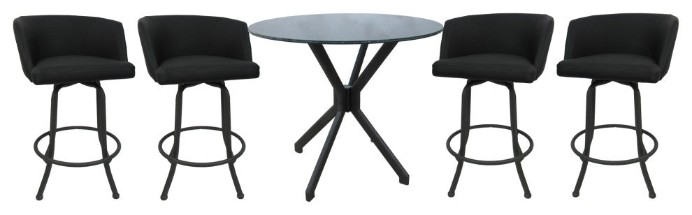 Swivel Counter Metal Pub Set - Joey Stools 26" or 30", Black Lava - Grey, 26", Crackle