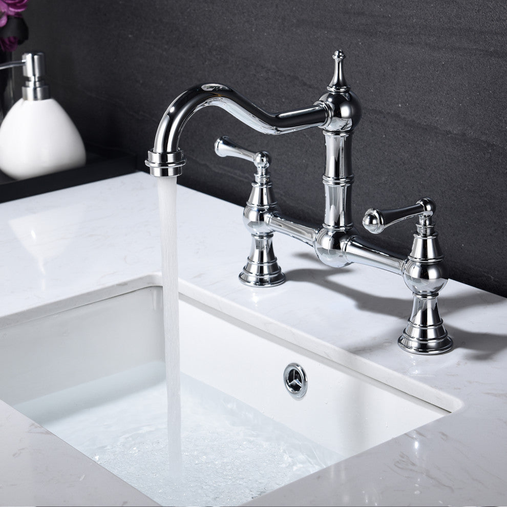 Wellfor Traditional Double Handle Widespread Kitchen Faucet
