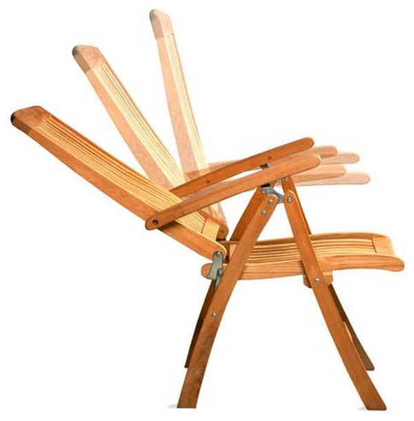 Teak Outdoor Dining Chair Marley Reclining/Folding Arm Chair with Footrest