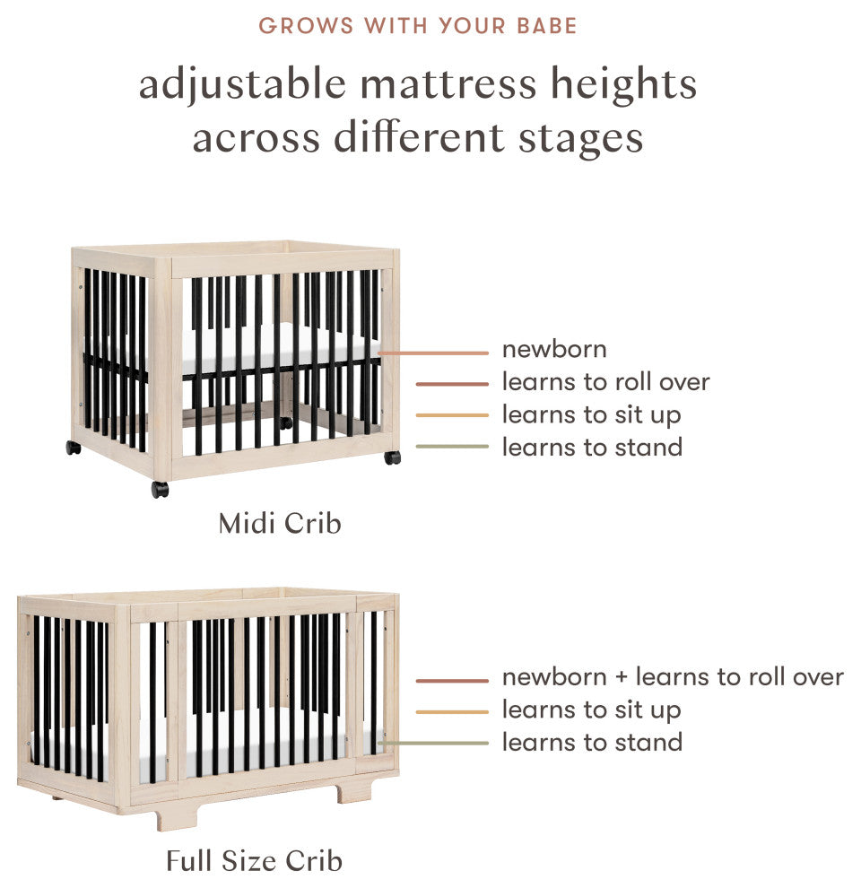Yuzu 8-in-1 Convertible Crib With All-Stages Conversion Kits, Black