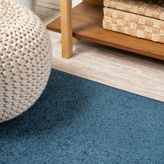Haze Solid Low-Pile Runner Rug, Navy, 4 X 6
