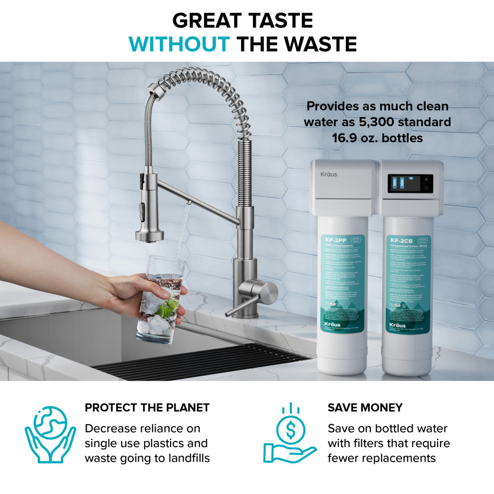 Purita 2-Stage Under Sink Water Filtration System with Digital Display Monitor