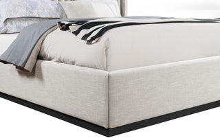 Logan Beige Linen Textured Fabric Twin Bed, Beige, King