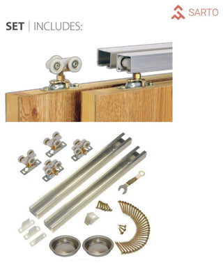 Bypass Doors 48 x 80 | Planum 0016 White Silk with  | Sturdy Rails