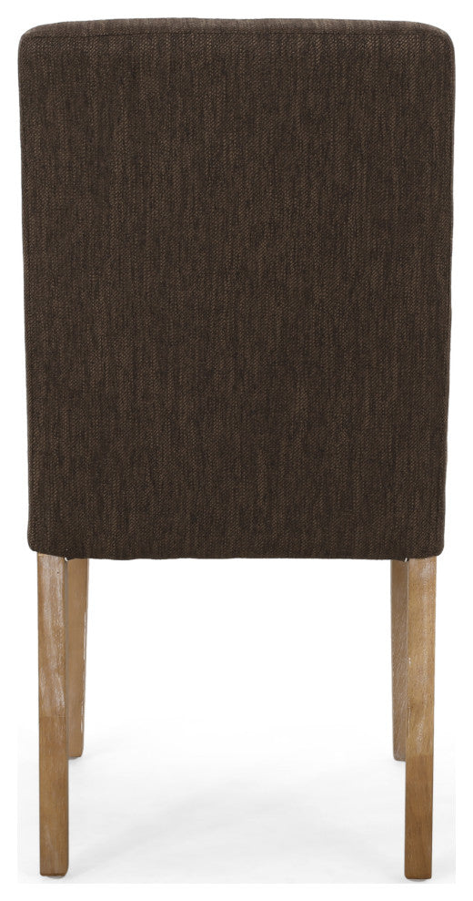 Kuna Contemporary Upholstered Dining Chair, Set of 2, Brown/Weathered Brown
