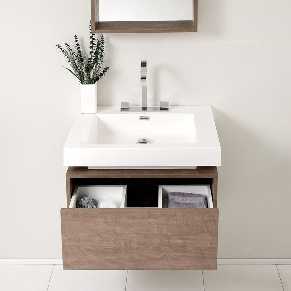 Fresca Potenza 28" Gray Oak Modern Bathroom Vanity With Pop Open Drawer