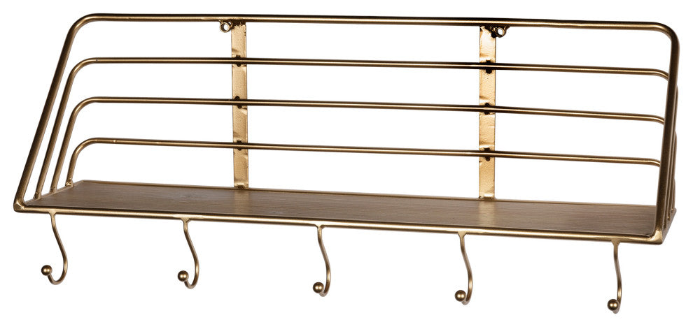 Golden Metal Shelf With Hooks