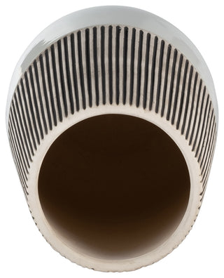 Ceramic 10"H Ridged Vase, Ivory