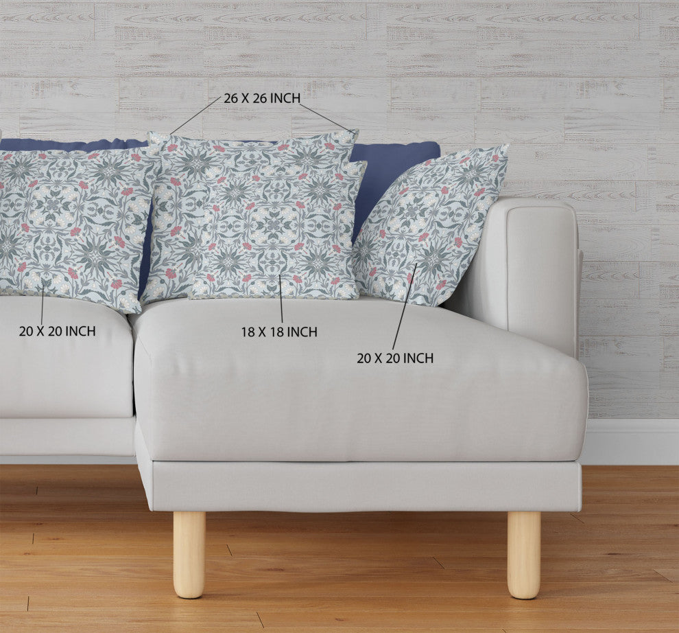 20 Powder Blue Paisley Indoor Outdoor Throw Pillow