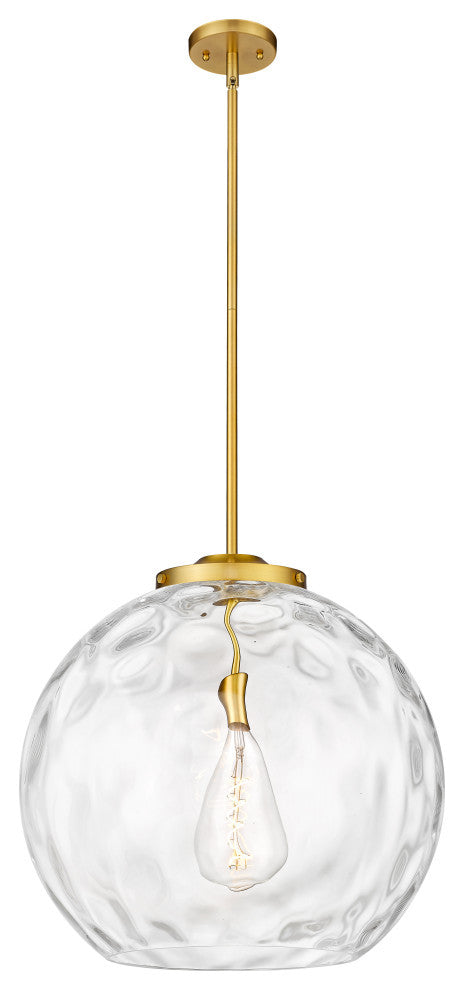 Athens Water Glass Pendant, Satin Gold, Clear Water Glass, Clear Water Glass