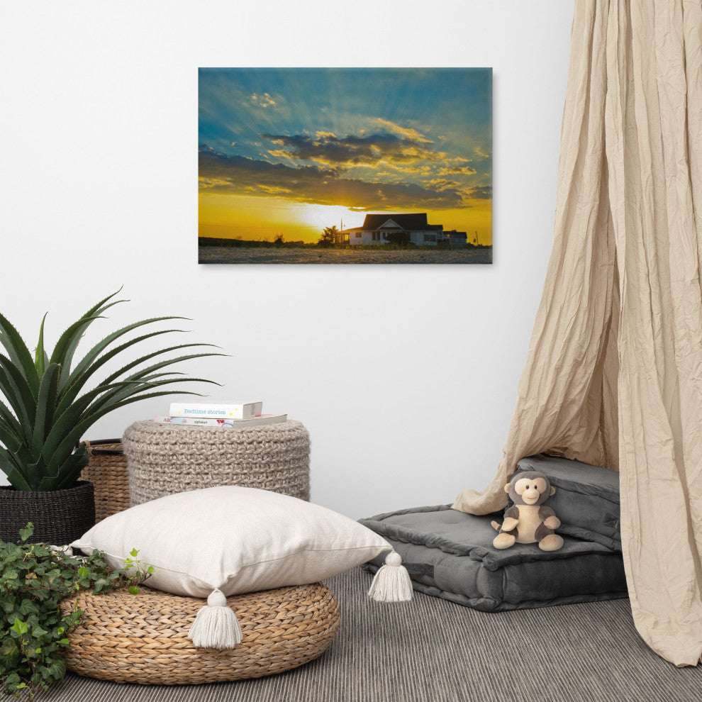 Sunset at Bowers Coastal Landscape Photo Canvas Wall Art Print, 24" X 36"
