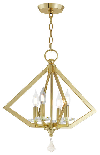 4 Light Mini Chandelier, Polished Brass