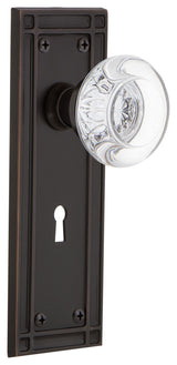 Mission Plate Passage Round Clear Crystal Glass Knob, Timeless Bronze