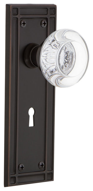 Mission Plate Passage Round Clear Crystal Glass Knob, Timeless Bronze