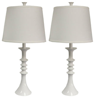 Marcato Table Lamps, Glossy White, Set of 2