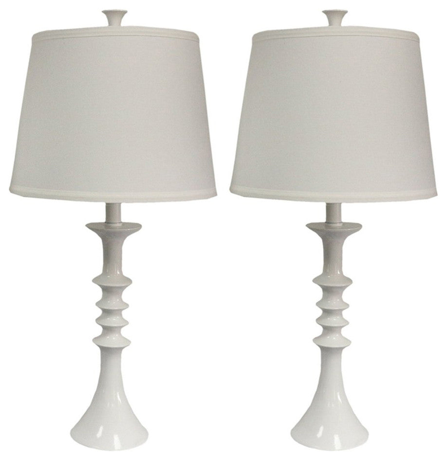 Marcato Table Lamps, Glossy White, Set of 2