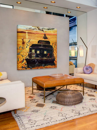 "Houseboat" Painting Print on Wrapped Canvas