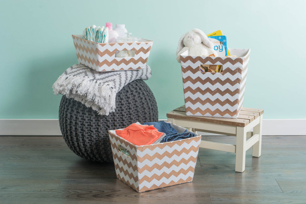 Polyester Bin Chevron Copper Trapezoid 13"x13"x13"
