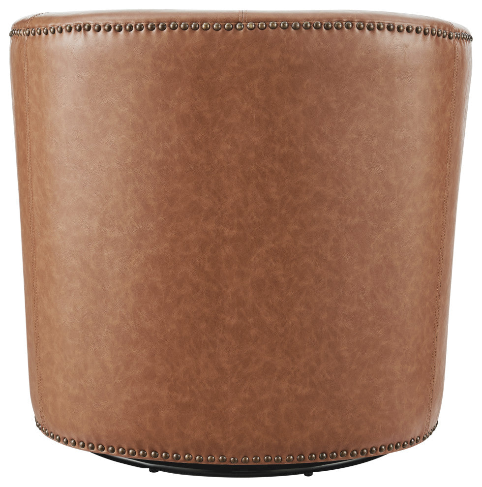 Ernest PU Swivel Accent Arm Chair, Vintage Cider