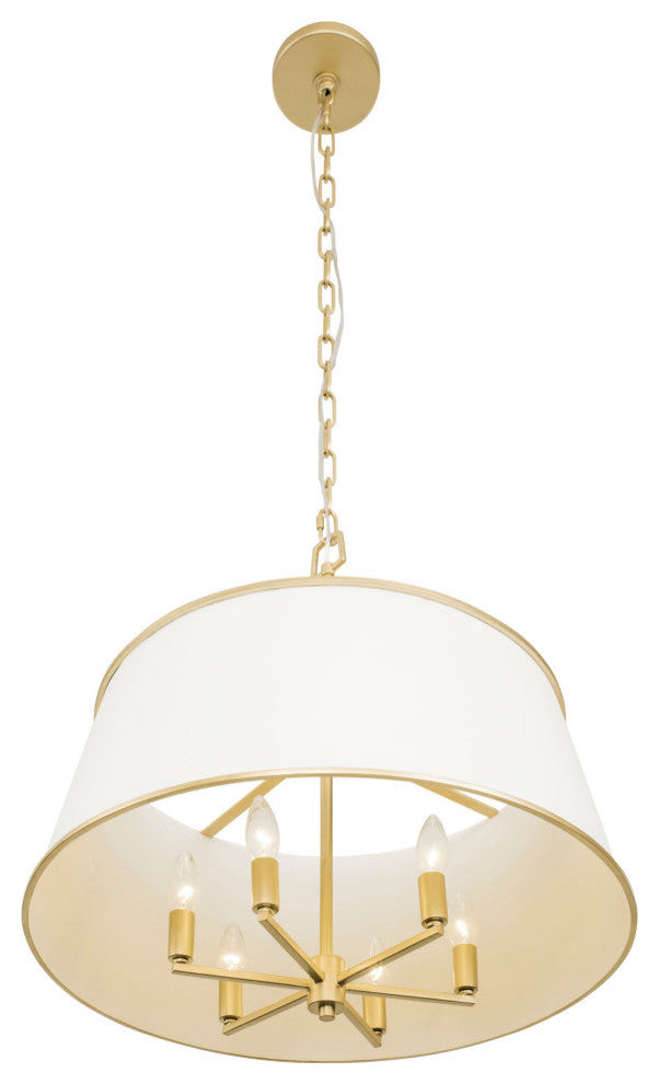 Coco 6-Lt  Pendant - Matte White/French Gold