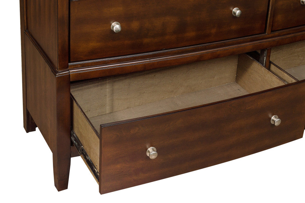 Benzara BM222725 Wooden Dresser, Natural Grain Texture Finish/6 Drawers, Brown