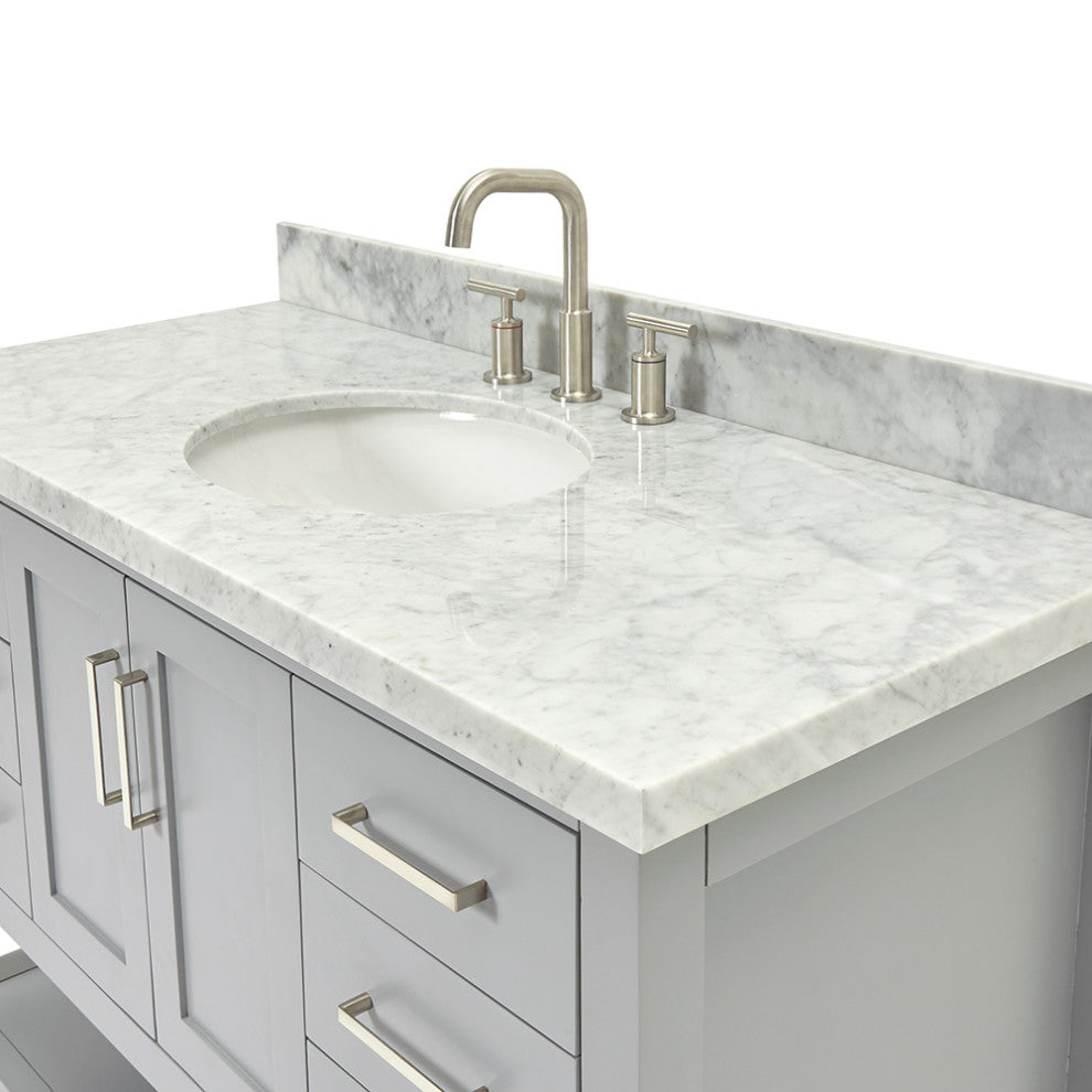 Ariel Magnolia 49" Oval Sink Bath Vanity Carrara Marble Gray
