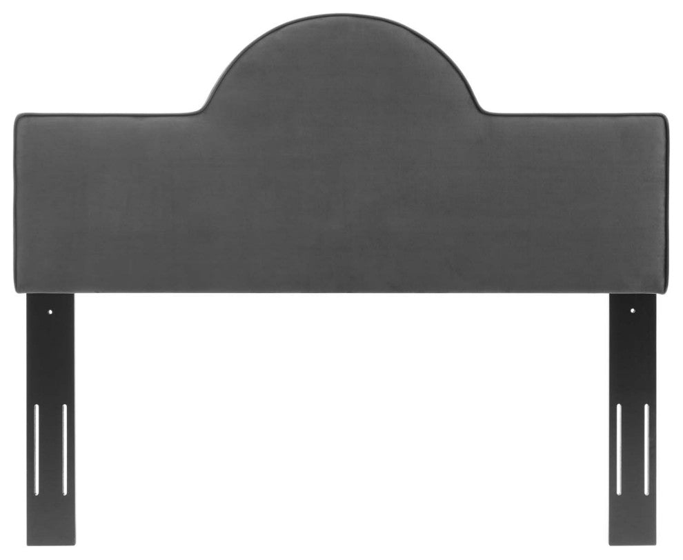 Headboard, Full Queen Size, Velvet, Dark Gray, Modern Contemporary, Bedroom