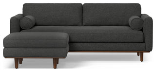 Morrison 89" Sofa and Ottoman Set, Woven-Blend Fabric, Charcoal Gray