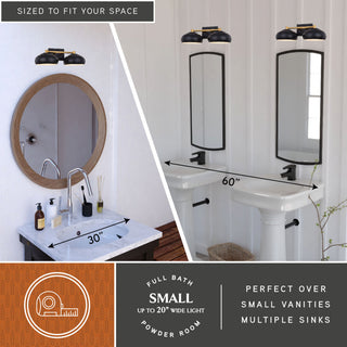 Belmont 2 Light Vanity Matte Black and Satin Brass