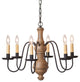 Chesterfield Chandelier, 6-Arm Woodspun, Pearwood