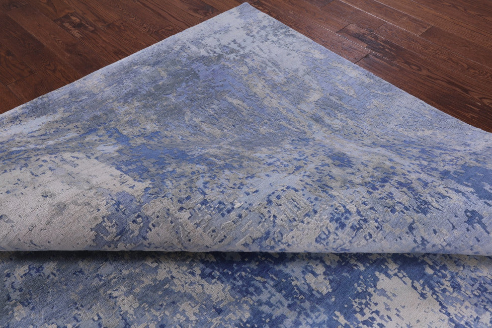 Abstract Wool and Silk Handmade Rug 8' 10" X 12' 6" Q8654