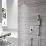 CASAINC 10" Ceiling Mounted Shower System Set w Sliding Handheld Rod, Brushed Nickel