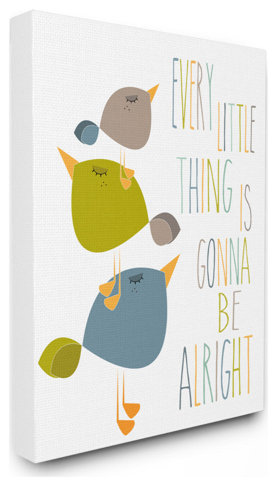 Stupell Industries Three Little Birds Print Green Tan and Blue, 30"x40" , Canvas