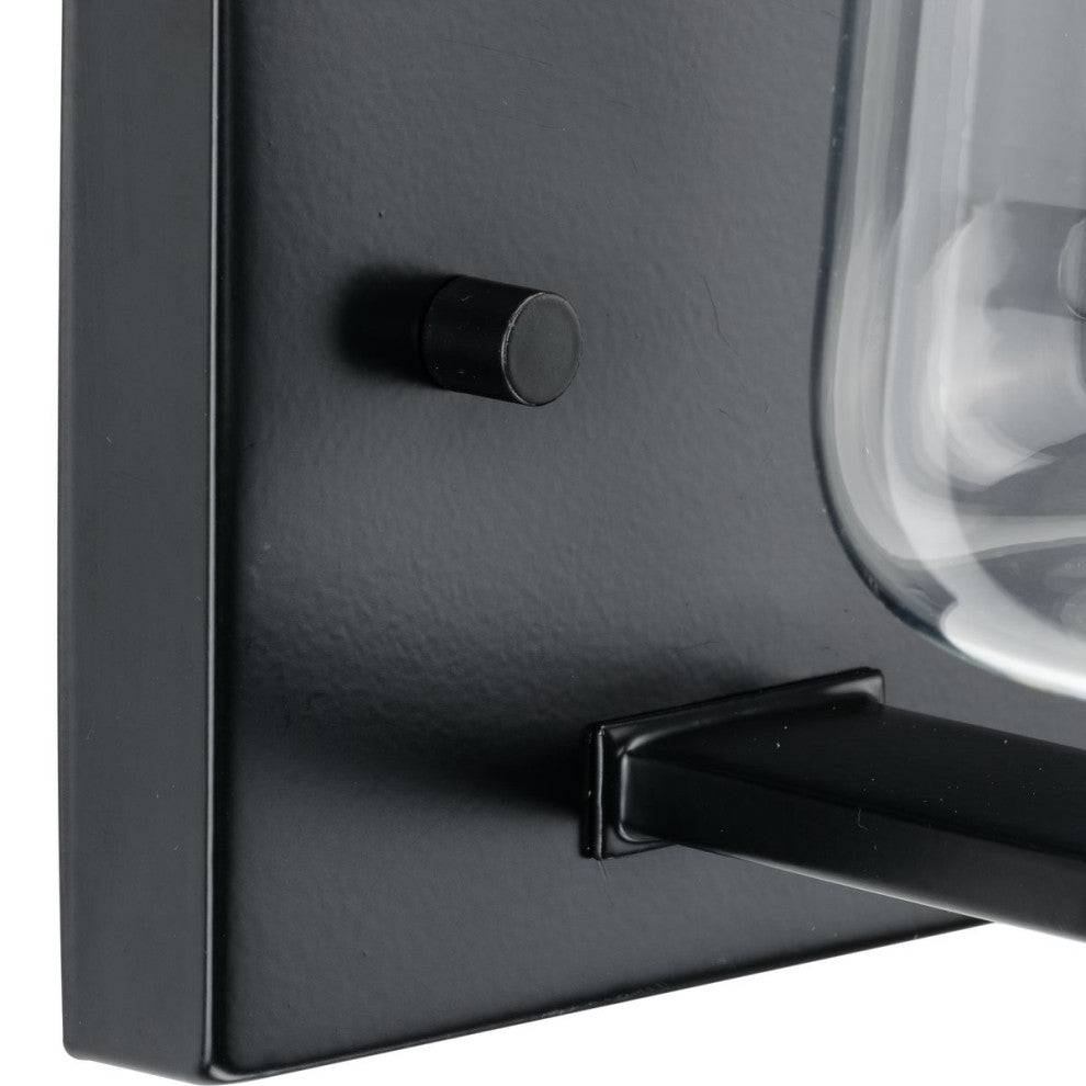 Calais 5" 1-Light Matte Black Clear Glass Bath Vanity Light