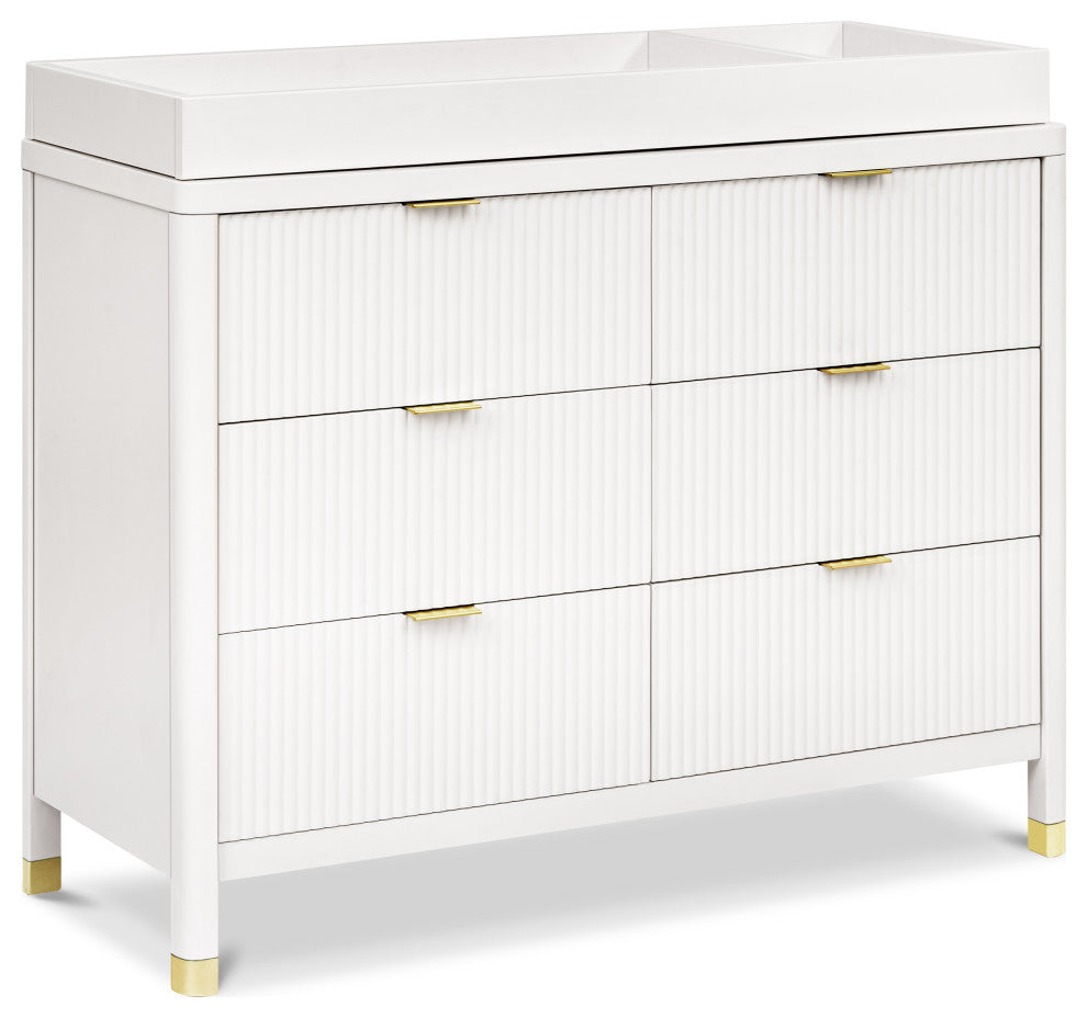 Brimsley Tambour 6-Drawer Assembled Dresser, Warm White